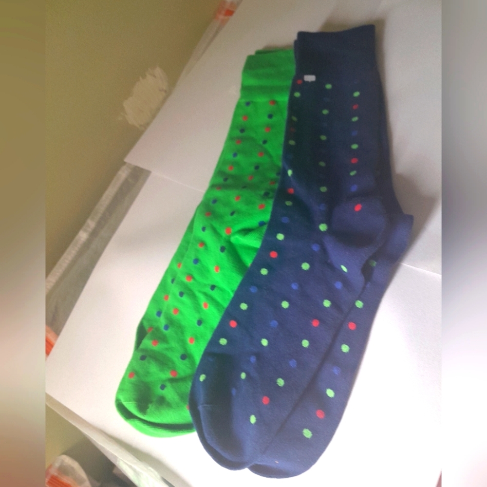 Polka Dot Men's Socks - Green and Blue